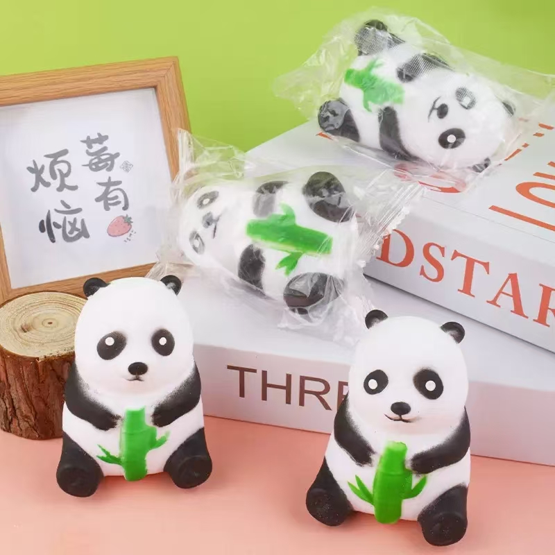 Kapibala stress-relieving little toy eating bamboo, cute release, national treasure slow rebound DIY bear pic 2