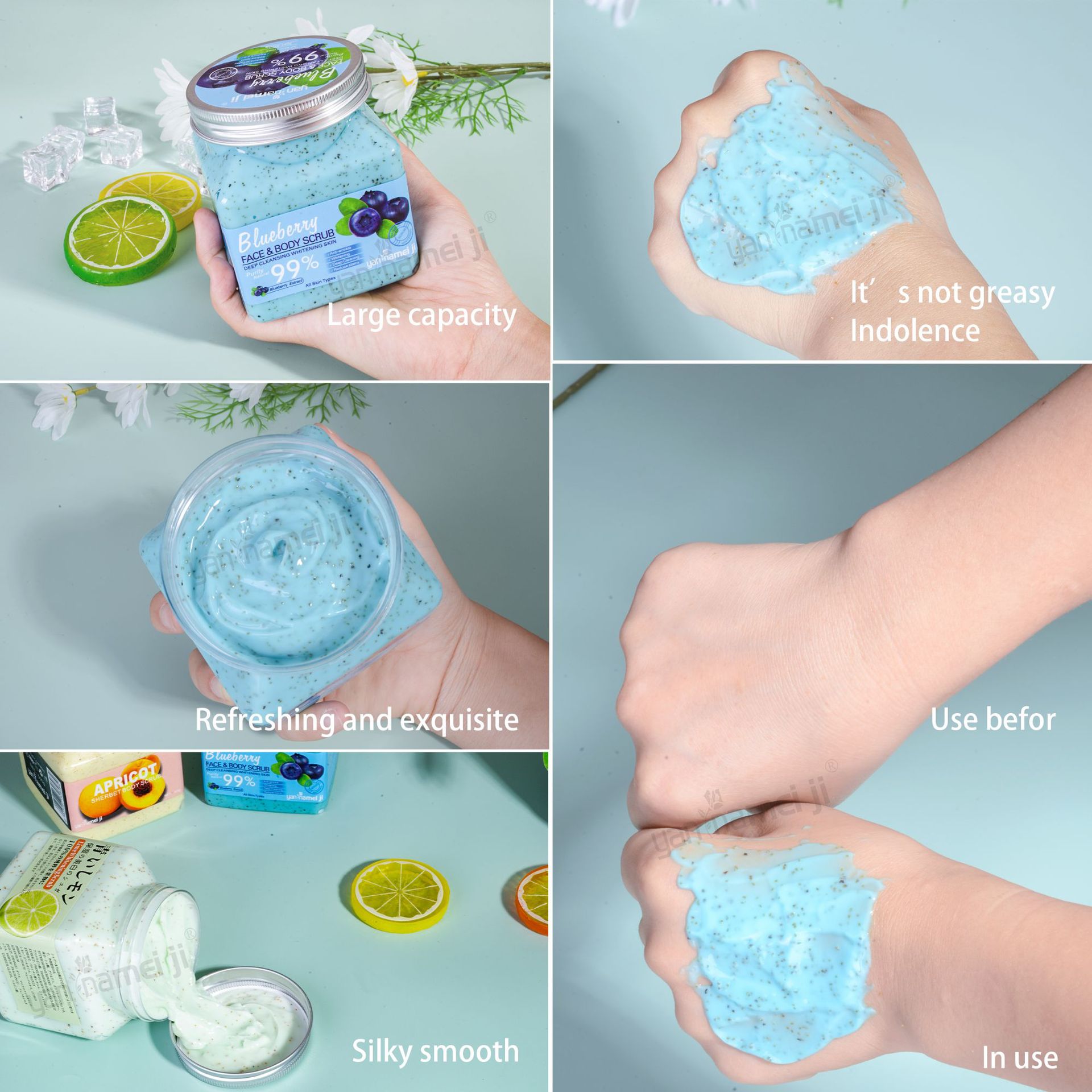 Cross-border square bottle rose milk cleansing and exfoliating fruit scrub for removing chicken skin and dead skin, full-body bath cream Application Scenario