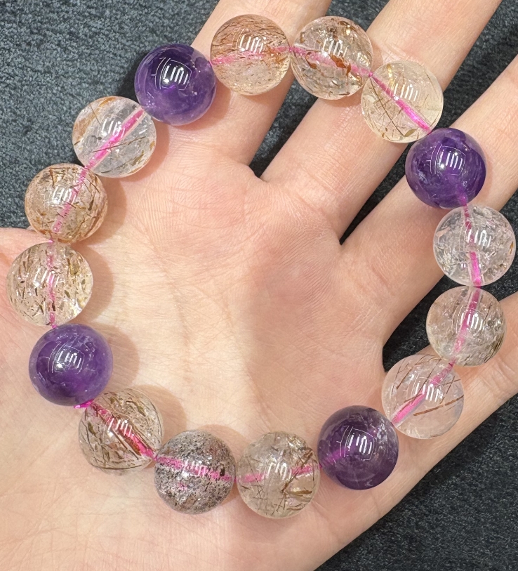 天鹅绒工艺品婚礼装饰礼品高档手工艺品礼物赠品创意家居摆件天然水晶手串紫水晶配南红发晶天然石