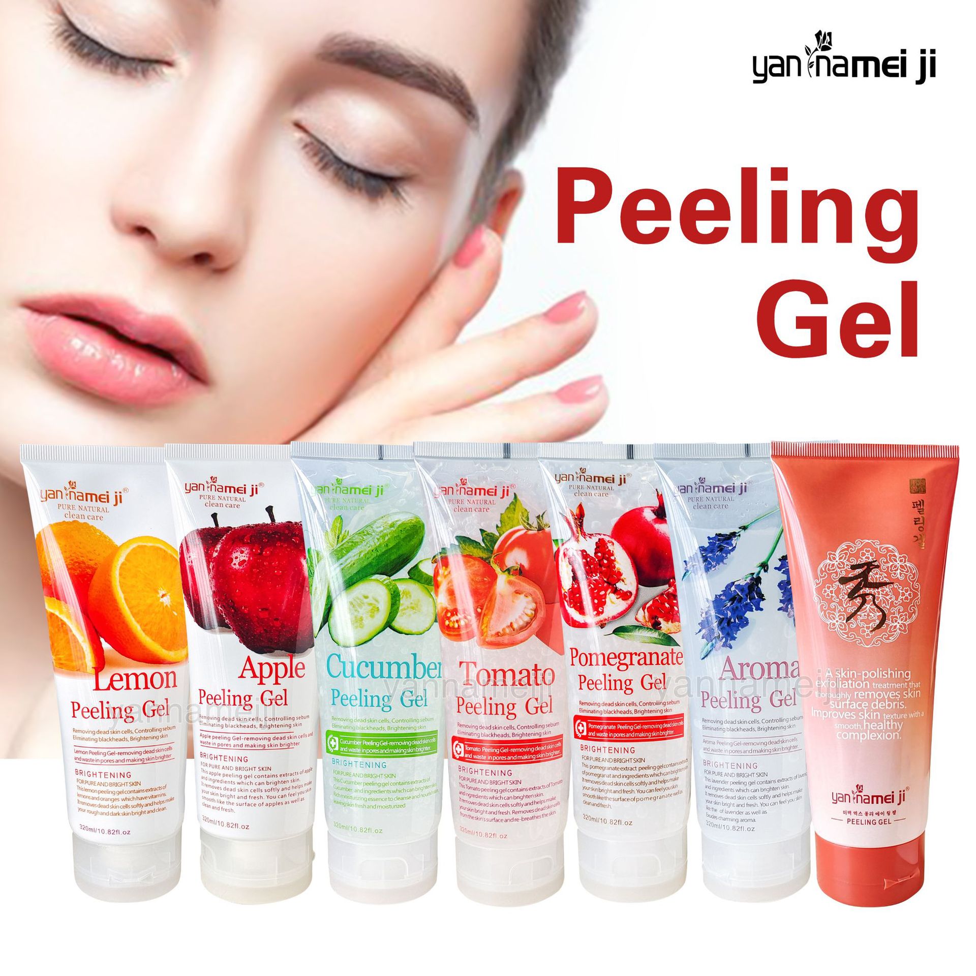 Export red pomegranate Exfoliating, Apple Cucumber Exfoliating Gel Scrub, gentle facial and body brightening gel full figure