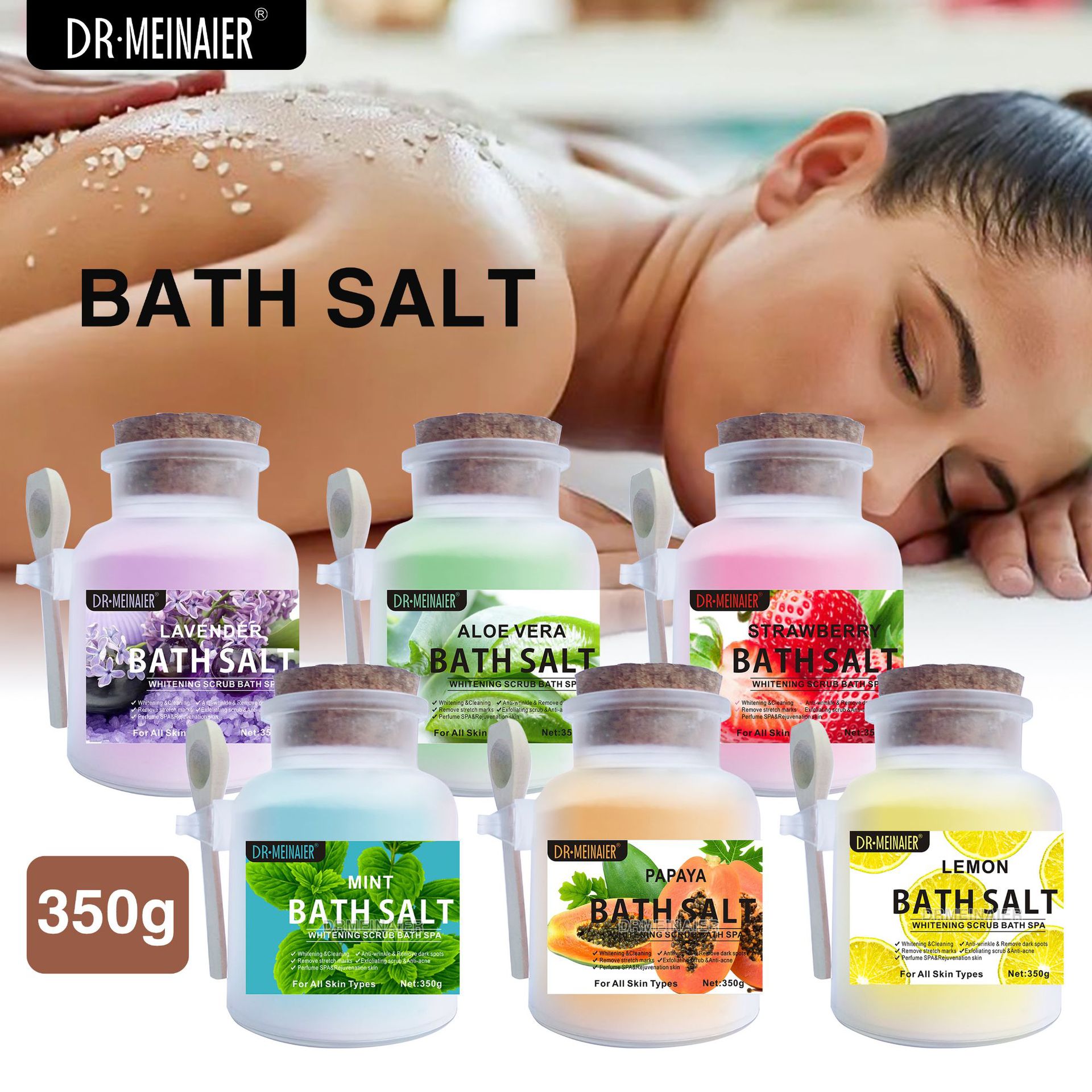 Cross-border coarse bath salt, moisturizing scrub coarse salt, Himalayan crystal salt, bath exfoliating bath salt for export wholesale full figure