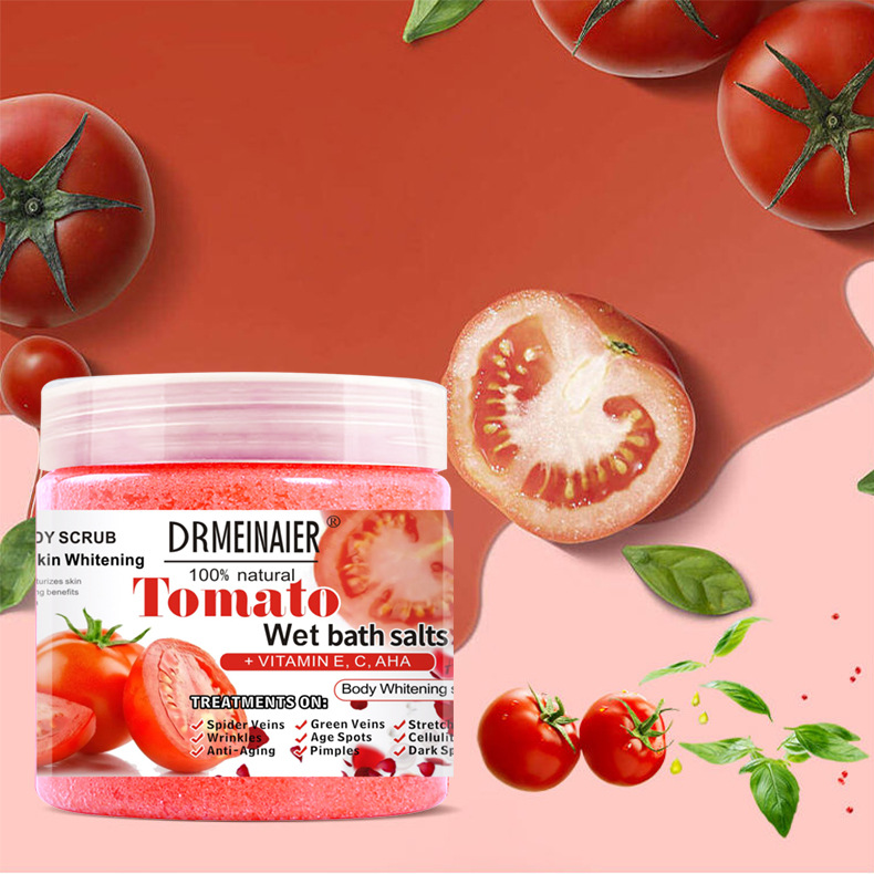 Cross-border trade tomato scrub bath salt, scented bath salt, Exfoliating, chicken skin removal, deep cleansing, bath wet salt spray Specification drawing