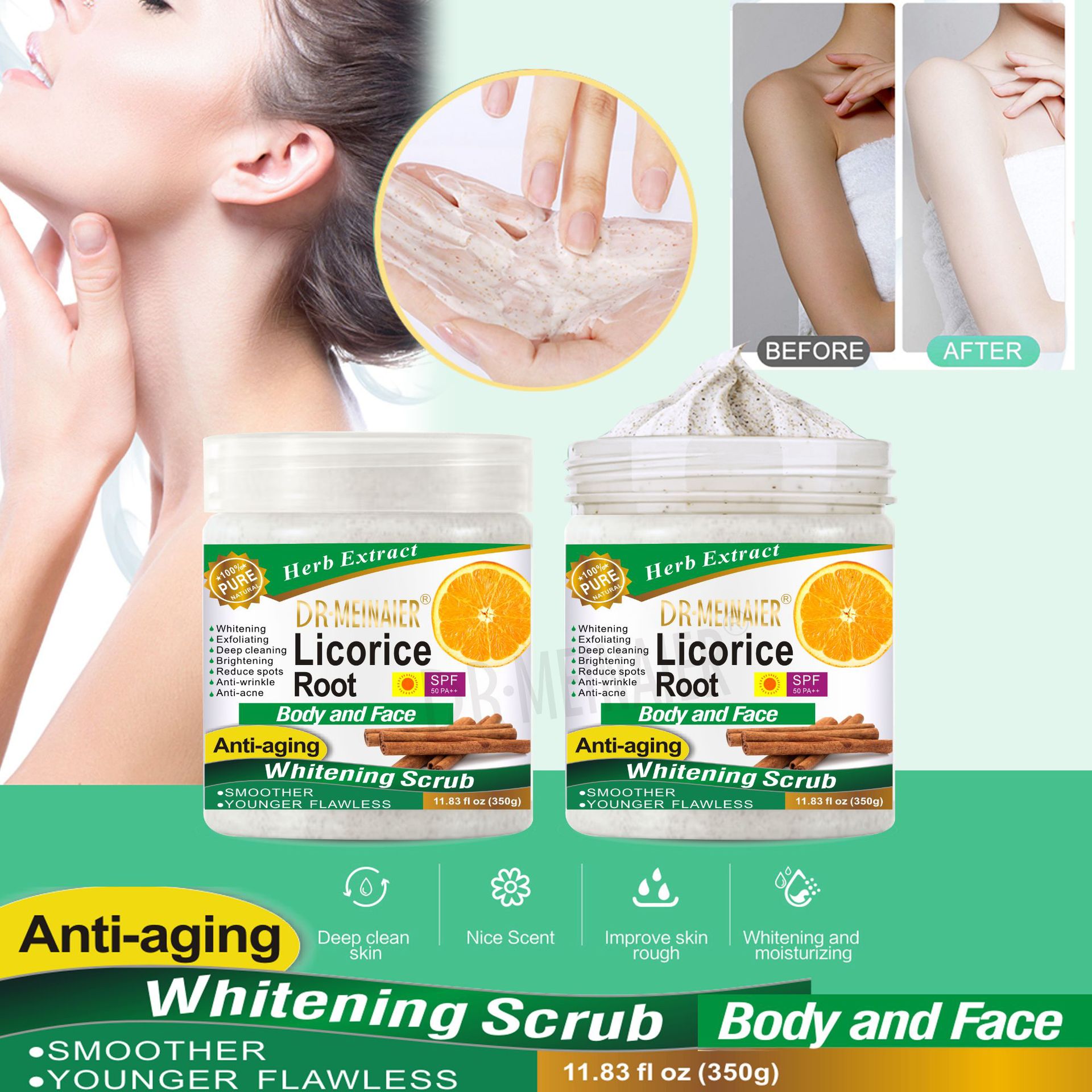 Cross-border licorice Scrub Facial and body exfoliating, moisturizing, smoothing, cleansing, exfoliating and deep cleansing skin care products full figure
