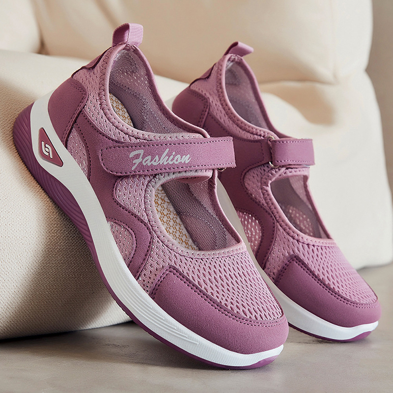 Women's shoes, versatile shoes for middle-aged and elderly mothers, soft-soled shoes that don't tiring the feet, flat shoes, breathable Velcro, casual shoes, single shoes full figure