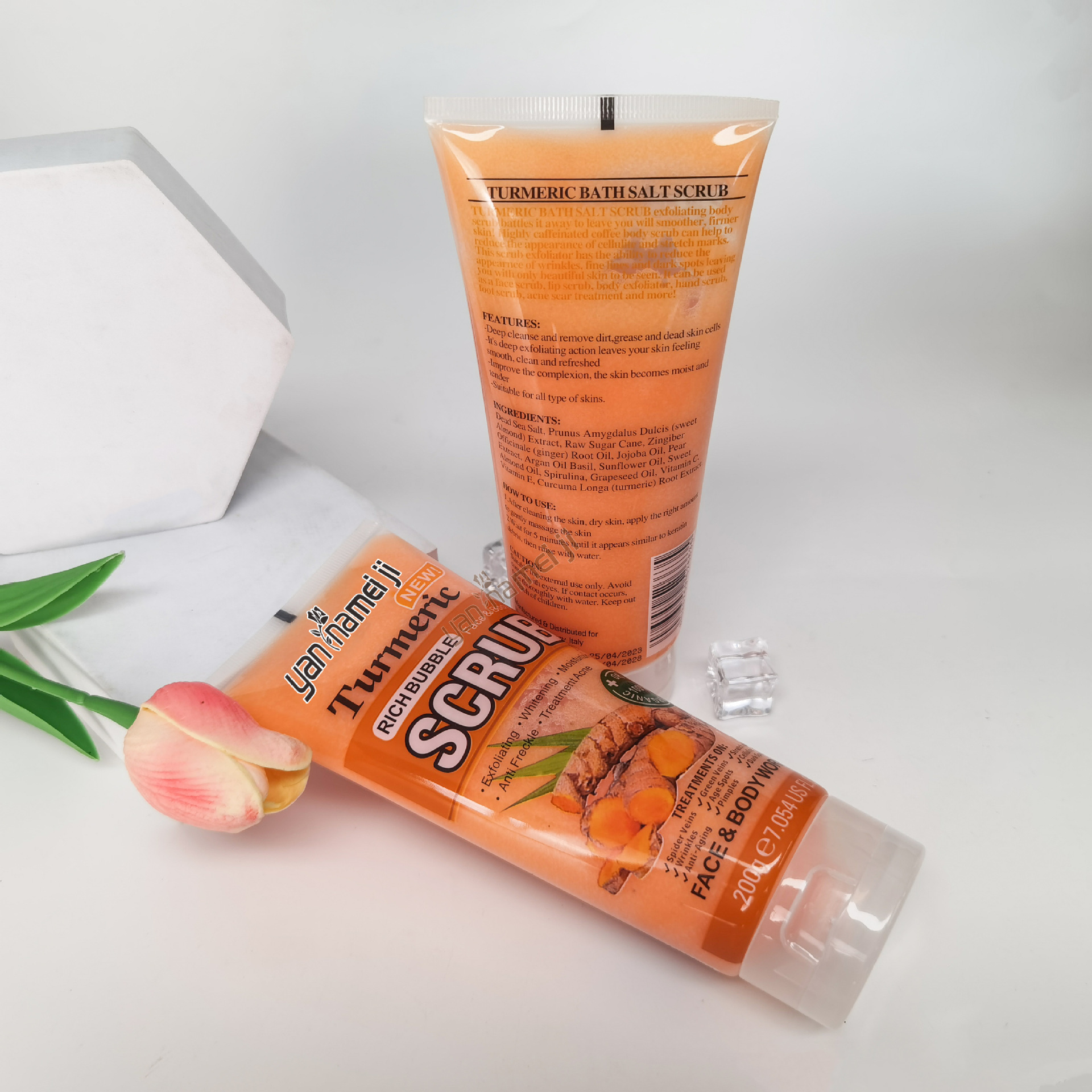 Cross-border gentle exfoliation and dead skin removal, deep cleansing of the face and body, pore cleansing, bath moisturizing scrub salt, bath salt Specification drawing
