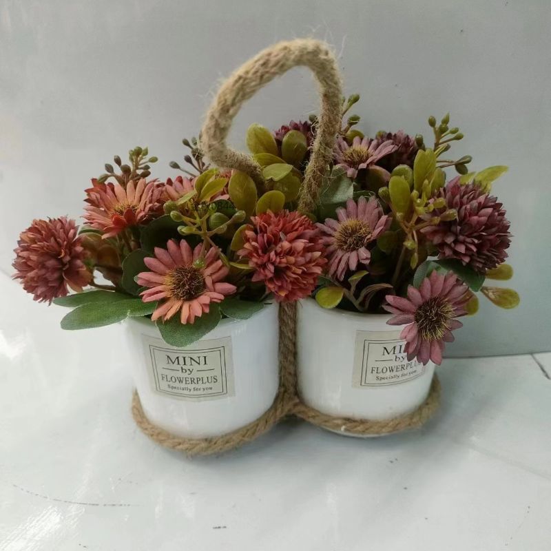 金秋花行104015仿真盆栽21仿真花盆景绿植盆栽摆件多色仿真多肉小盆景组合摆件客厅餐厅桌面装饰用品节日礼品玫瑰郁金香