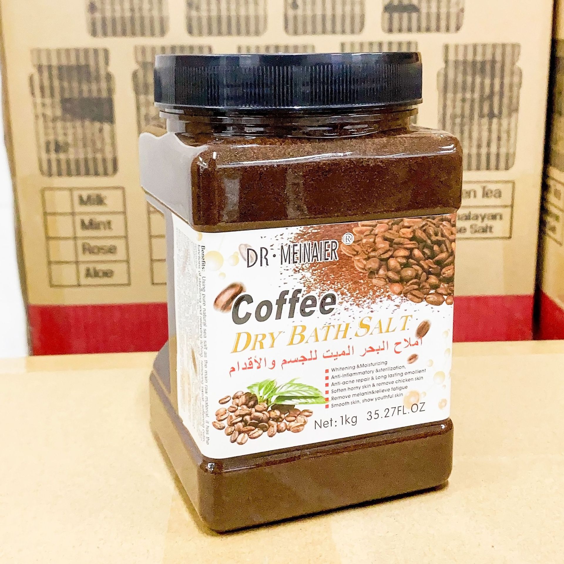 Cross-border 1 kilogram Coffee Scrub bath salt Scrub fragrance Body bubble Sea Salt Exfoliation Wet salt Coffee Specification drawing