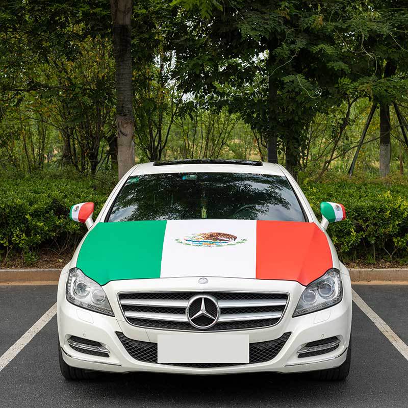 创栋旗帜2026美加墨世界杯汽车引擎盖涤纶墨西哥车盖套车盖旗汽车后视镜套详情12