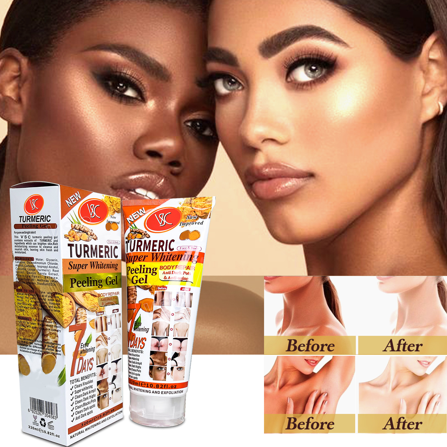 Cross-border foreign trade peeling gel Turmeric peeling gel Exfoliating Facial and body joint Blackening peeling cream Application Scenario