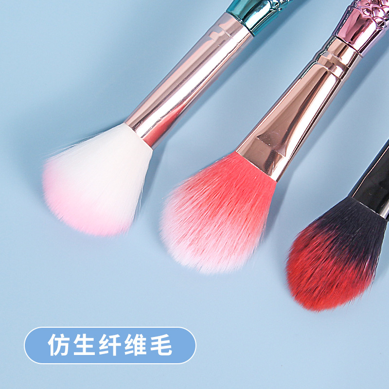 Single mermaid makeup brush, creative cartoon blush brush, beginner setting honey brush, portable beauty tool details Picture