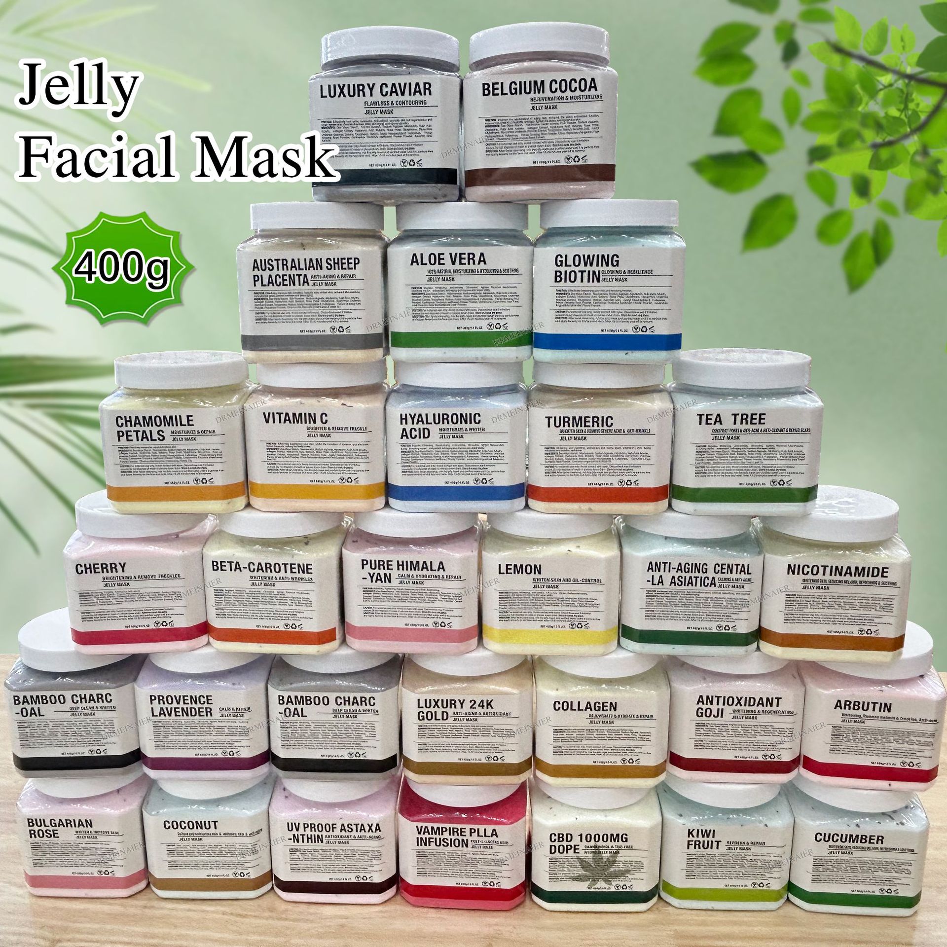 Cross-border crystal jelly mask powder, bone collagen, gold soft mask powder, anti-aging, hydrating and brightening, export wholesale 400g full figure