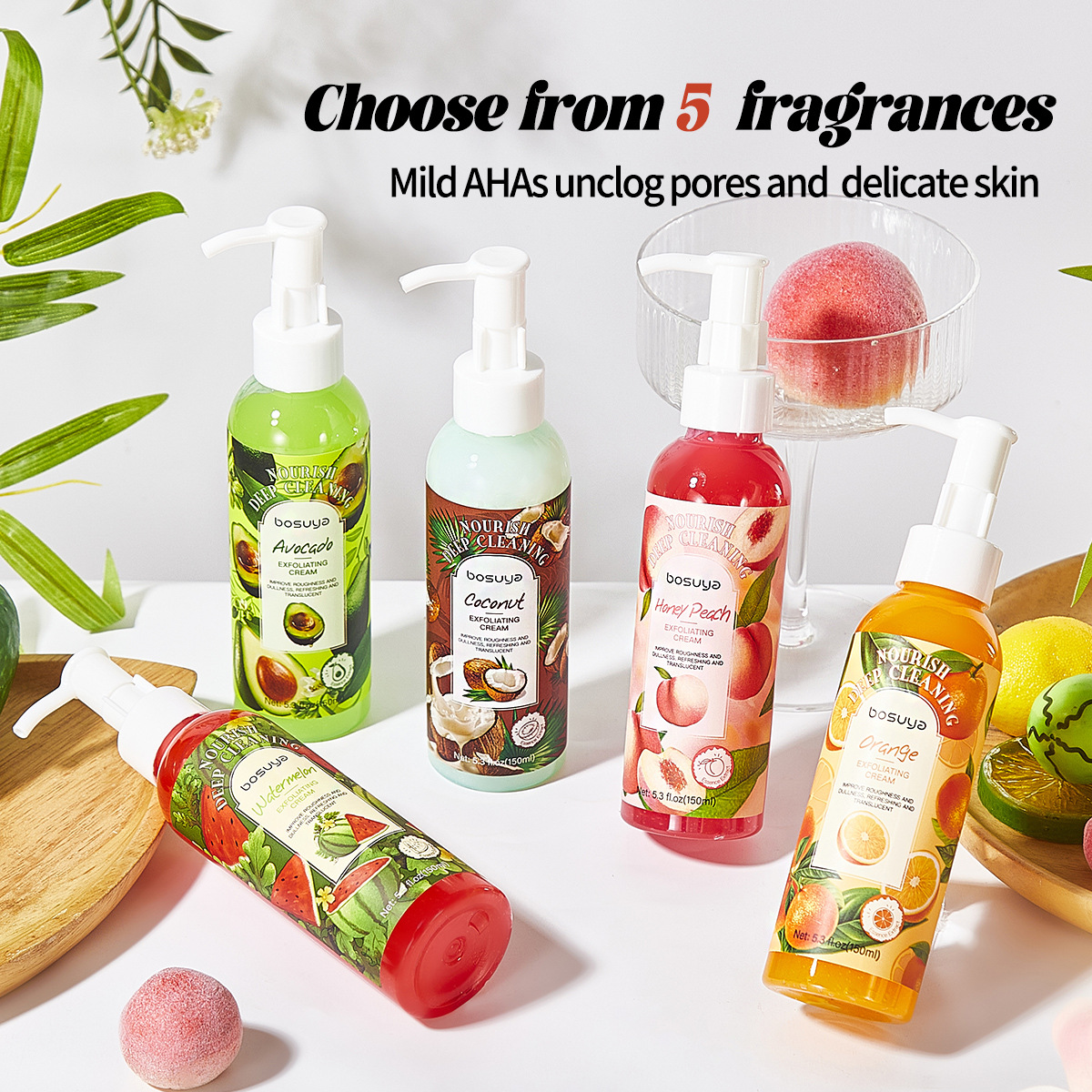 Cross-border exclusive bosuya exfoliating cream gently cleanses, hydrates, moisturizes, rejuvenates the skin, and smoothly cleanses dead skin cells Application Scenario