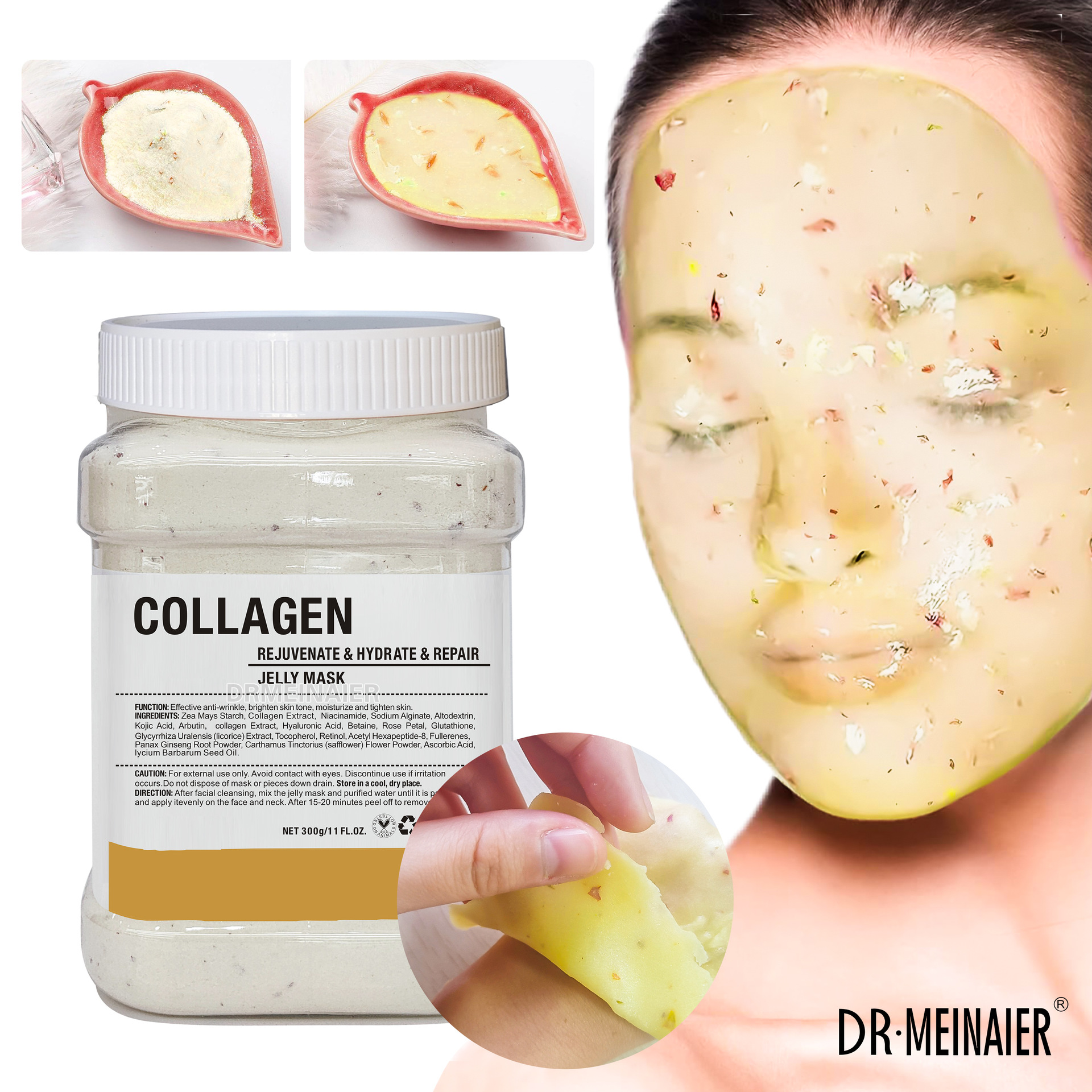 Cross-border export with petal crystal jelly mask powder, Vampire anti-aging water, Brightening soft mask powder 300g wholesale Specification drawing