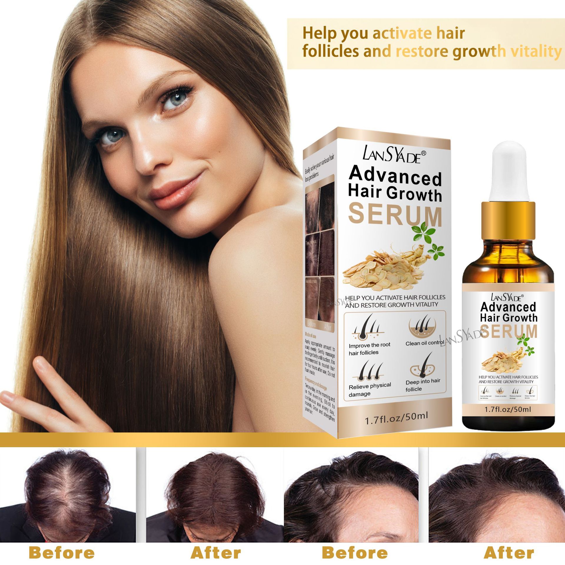 Cross-border ginseng essence, Hair growth and nourishment essence, Hair Repair and Care essence, Hair growth liquid, Hair Care essential oil full figure