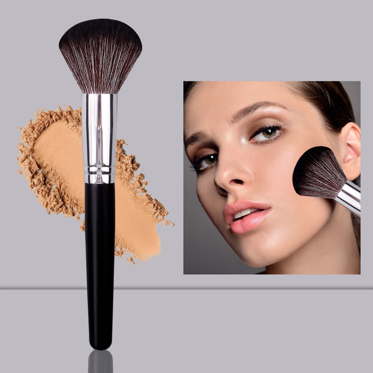 Single wooden-handled loose brush portable soft-bristled makeup brush, powder and blush brush, beginner's beauty tools in stock at special price full figure