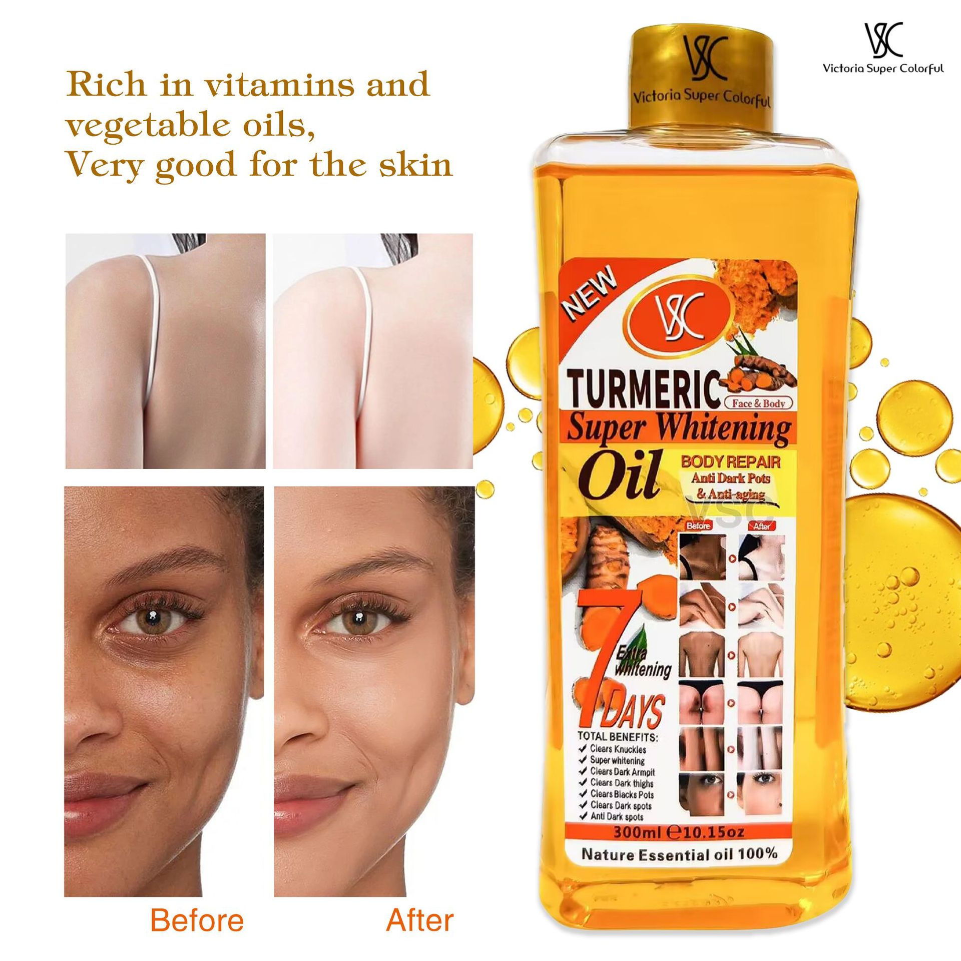 Cross-border Carrot essential Oil Hair Care, Face and Body SPA Turmeric Essential Oil Moisturizing, Unblocking Meridians Massage Oil 300ml details Picture