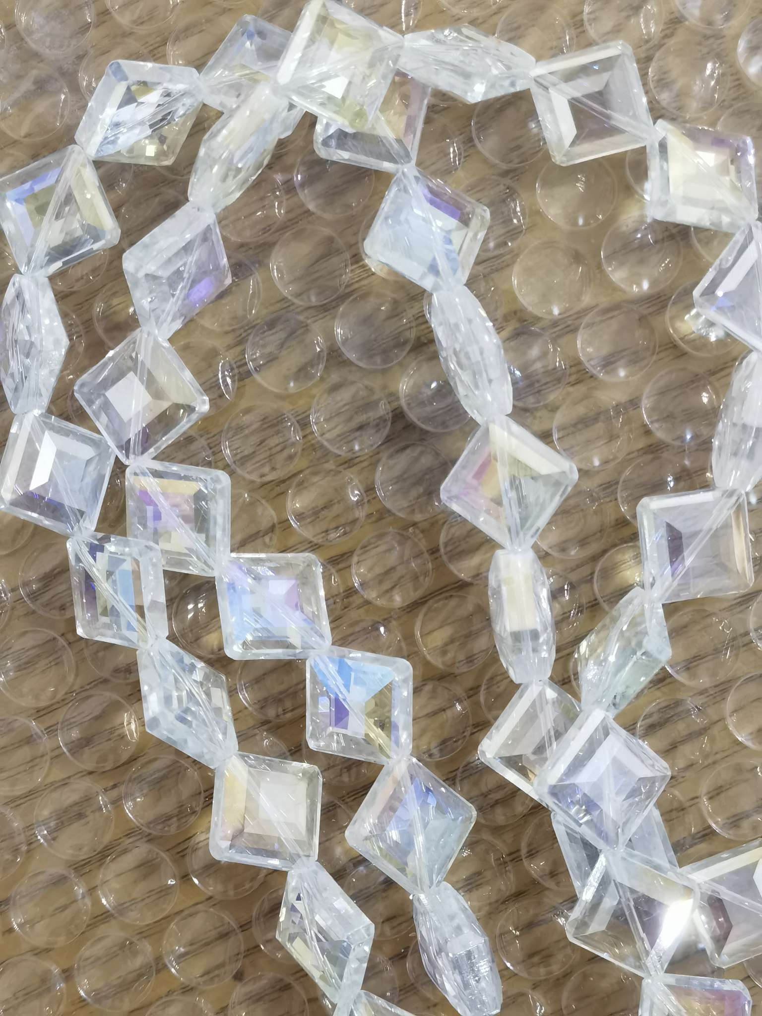编手链的玻璃珠子水晶手工串珠材料10厘对角方扁水晶镀金珠子