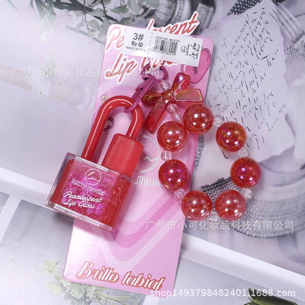 ML8131 Pearl Moisturizing Lip Gloss LUCKY MODEL Export Hanging Card Bracelet New shiny lipgloss Specification drawing