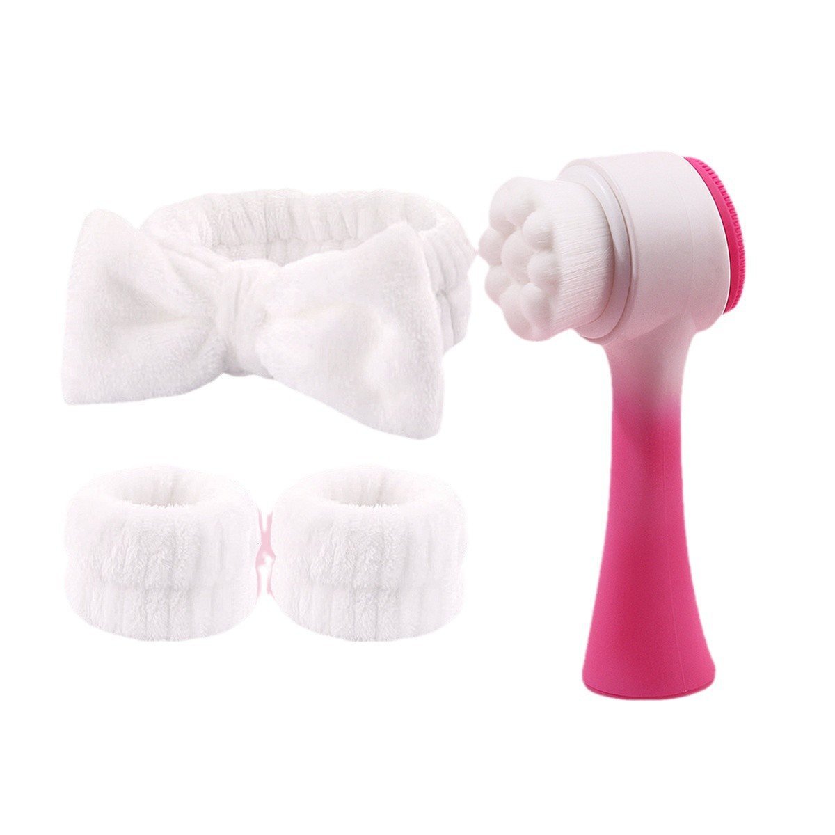 New simple face wash brush set with flannel headband, women's makeup sweat-absorbing bow face wash strap in stock Item Picture