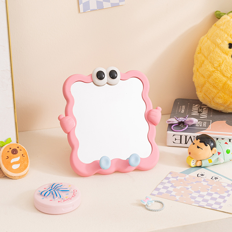 J11-O26化妆镜台式可爱大眼桌面化妆镜学生宿舍用梳妆镜便携高清镜梳化妆镜小镜子镜子