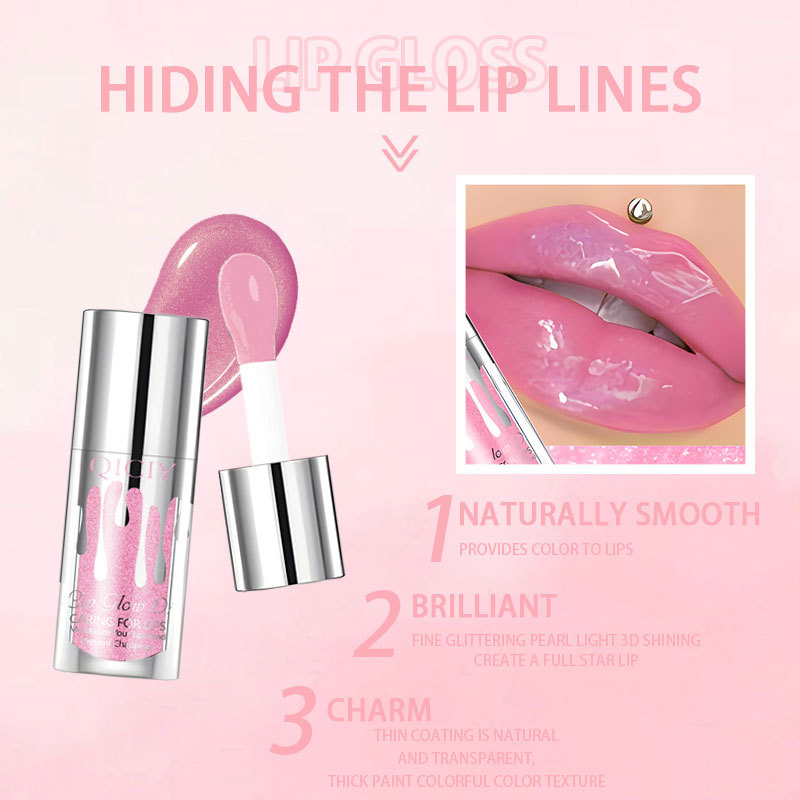 Cross-border exclusive QICIY+ 6-color pearlescent color-changing lip gloss, moisturizing and hydrating, Dodo lip plumping mirror lip gloss wholesale Specification drawing