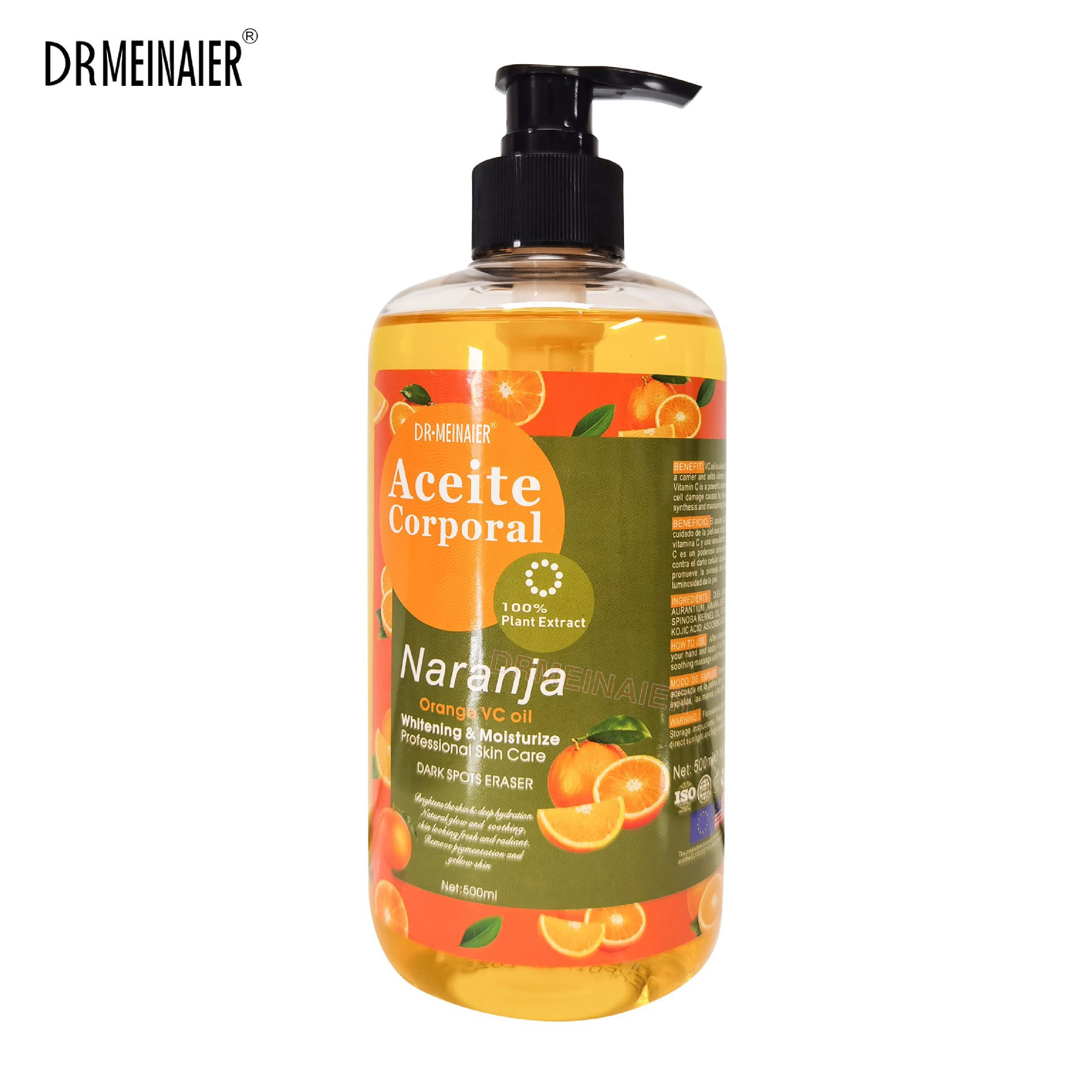 Wholesale of 500ml fresh orange Vitamin C essential oil for hair care, body massage, Moisturizing skin care and VC massage oil Item Picture
