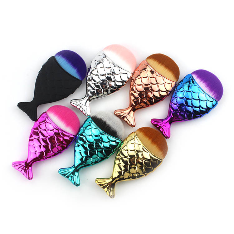 Single fishtail makeup brush, soft bristle foundation brush, mermaid brush, beauty tools wholesale, setting makeup, cross-border hot sales details Picture