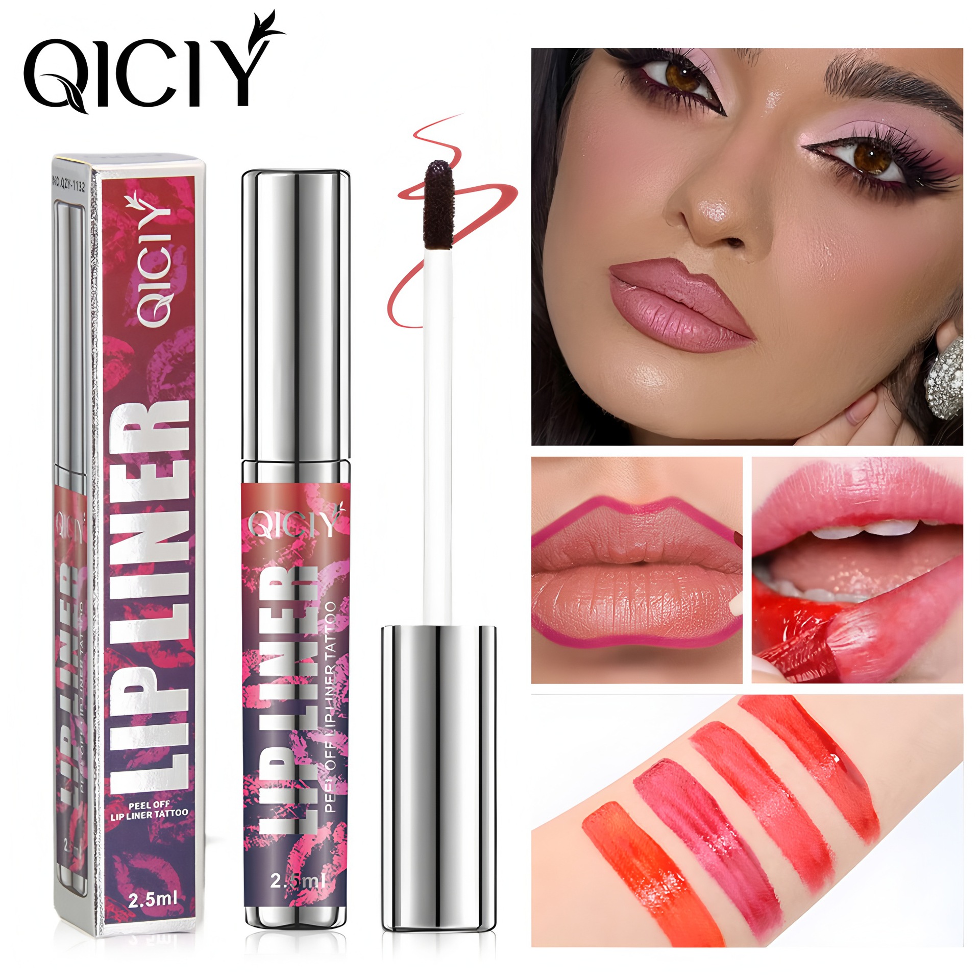 Cross-border exclusive QICIY+ 4-color peel-off lip line, one piece outlining a three-dimensional, full and long-lasting color, a bestseller on Amazon full figure