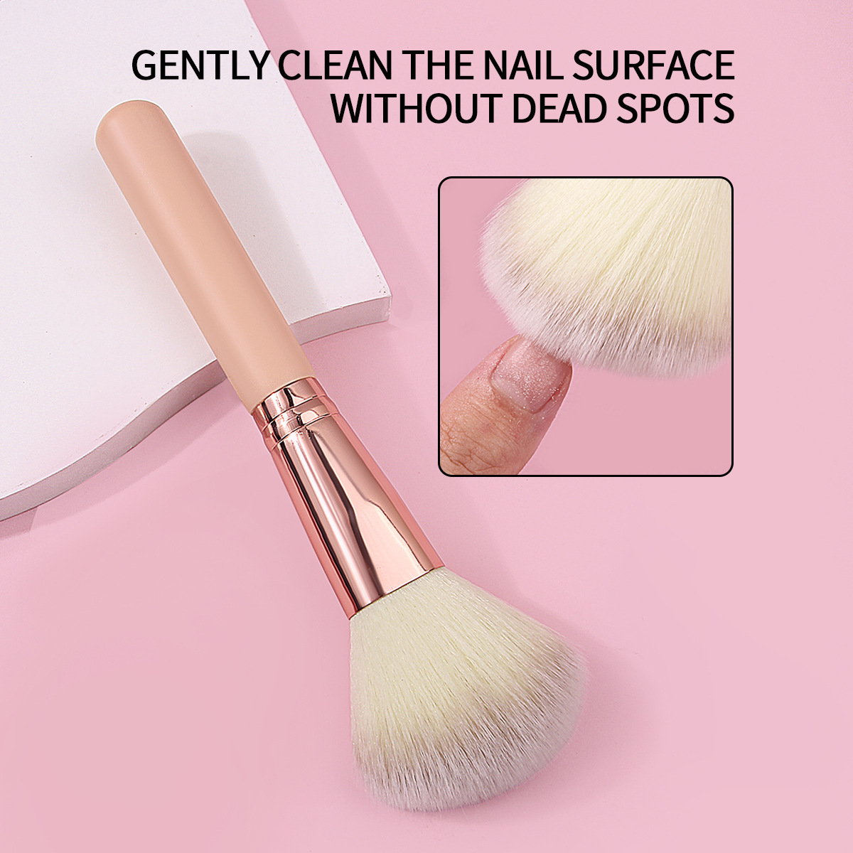 Single dual-color powder brush portable makeup brush Setting honey brush fluffy soft bristle wooden handle blush brush beauty tool Specification drawing
