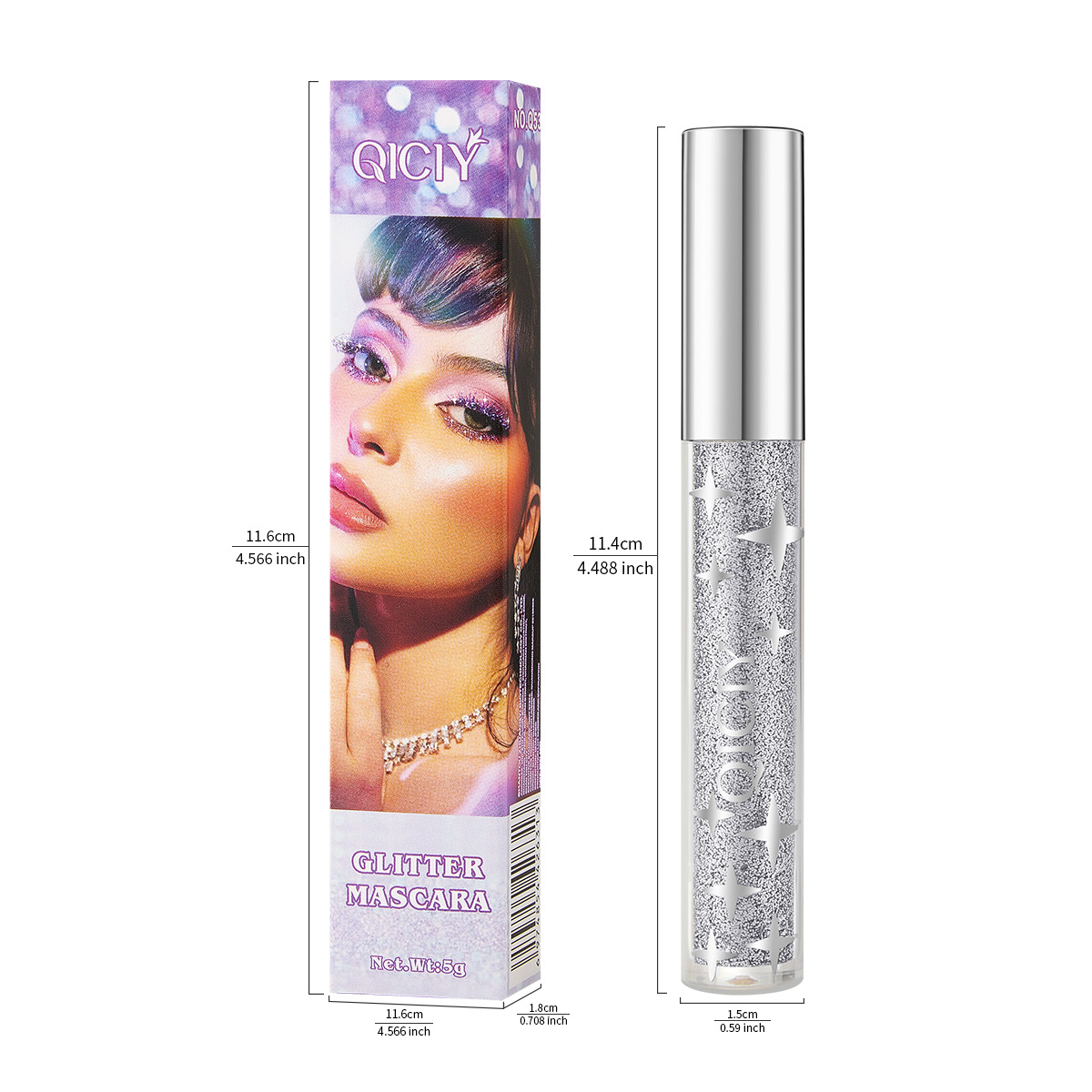 Cross-border exclusive supply of QICIY Glitter mascara, long, curly, waterproof colored mascara and makeup wholesale Item Picture