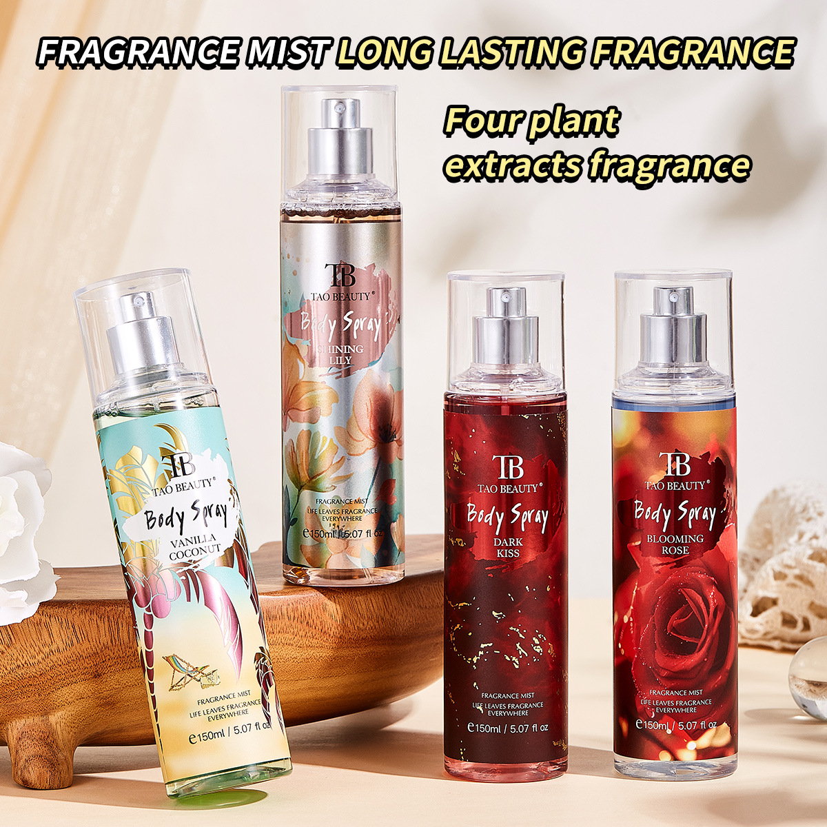 Cross-border exclusive TAO BEAUTY Fragrance Spray Long-lasting Light Floral and fruity Notes Uninhabited Area Rose Perfume Spray Application Scenario