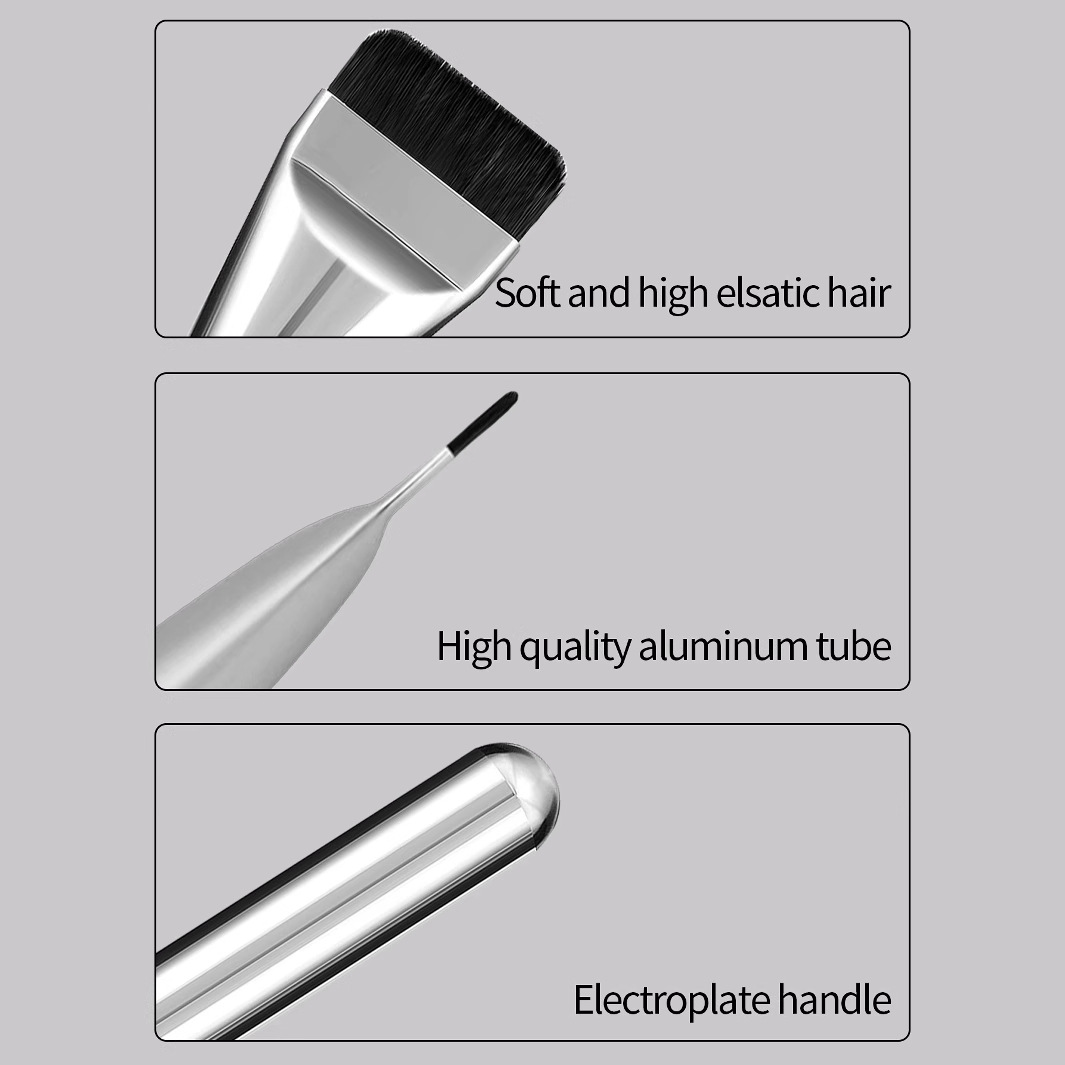 New silver ultra-thin foundation brush, non-powder, flat head, seamless base makeup mask brush, special for concealer, in large stock details Picture