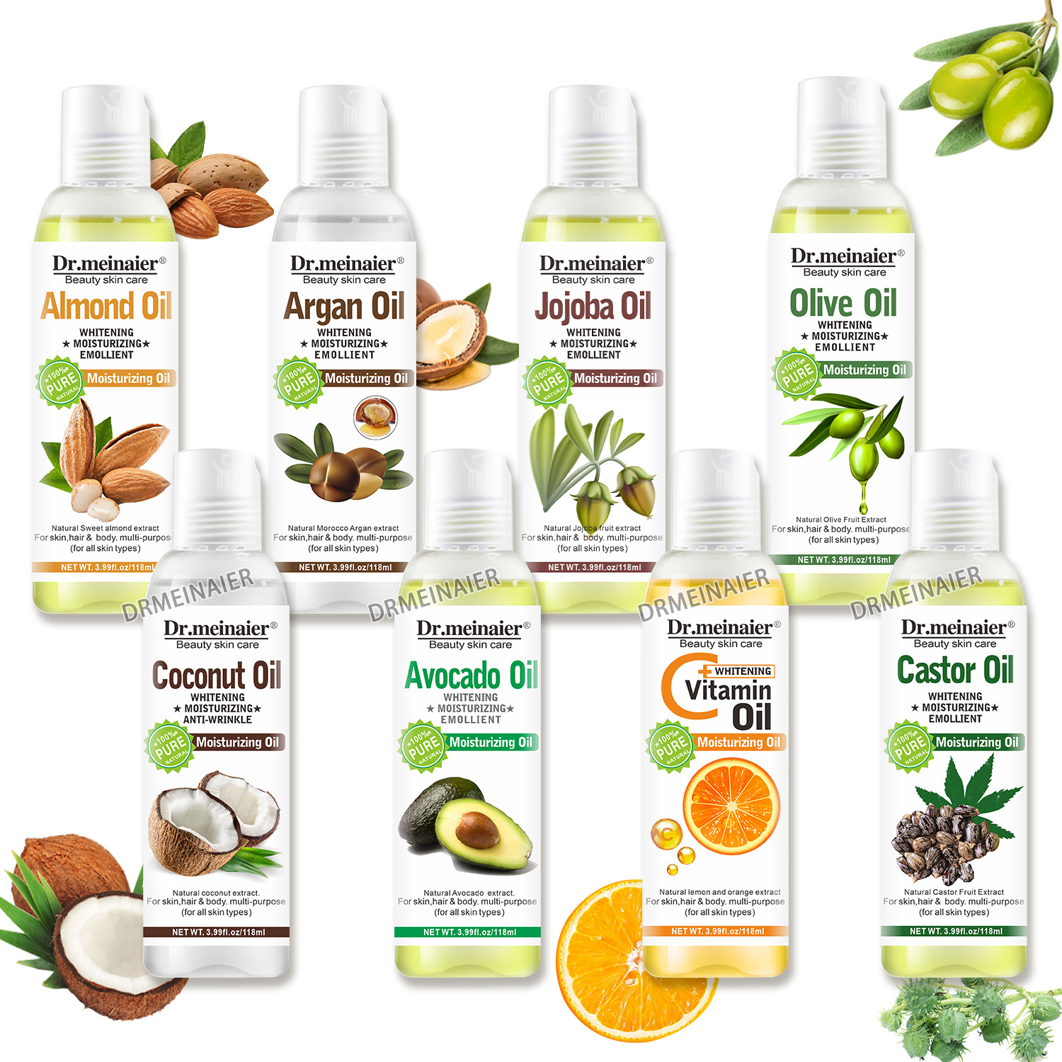 Cross-border castor oil, natural moisturizing plant oil, argan oil, avocado oil, facial, body, hair care and massage essential oil export full figure