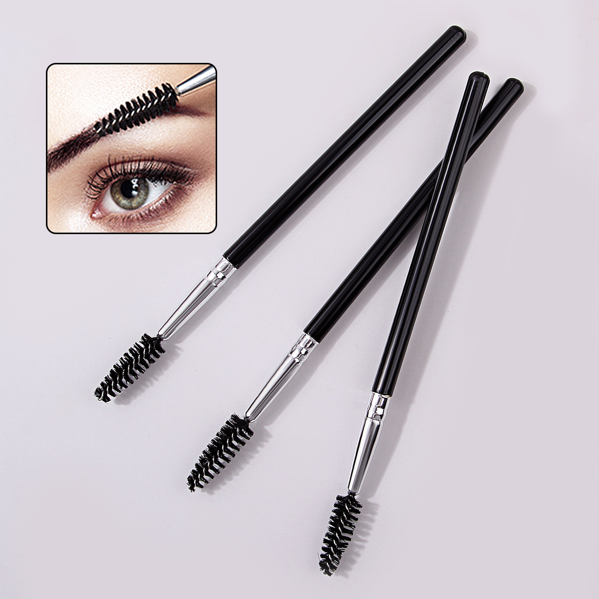 Factory wholesale single-head eyelash curl makeup brush, 360° flexible eyelash curl comb makeup brush, one set full figure