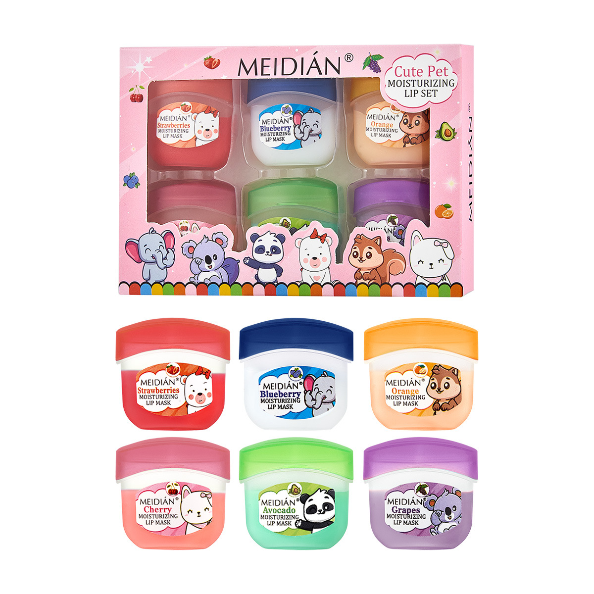 Cross-border exclusive Meidian 6-piece lip mask Lip Color Hydrating, Moisturizing and reducing lip Lines Set for hydrating and moisturizing Item Picture