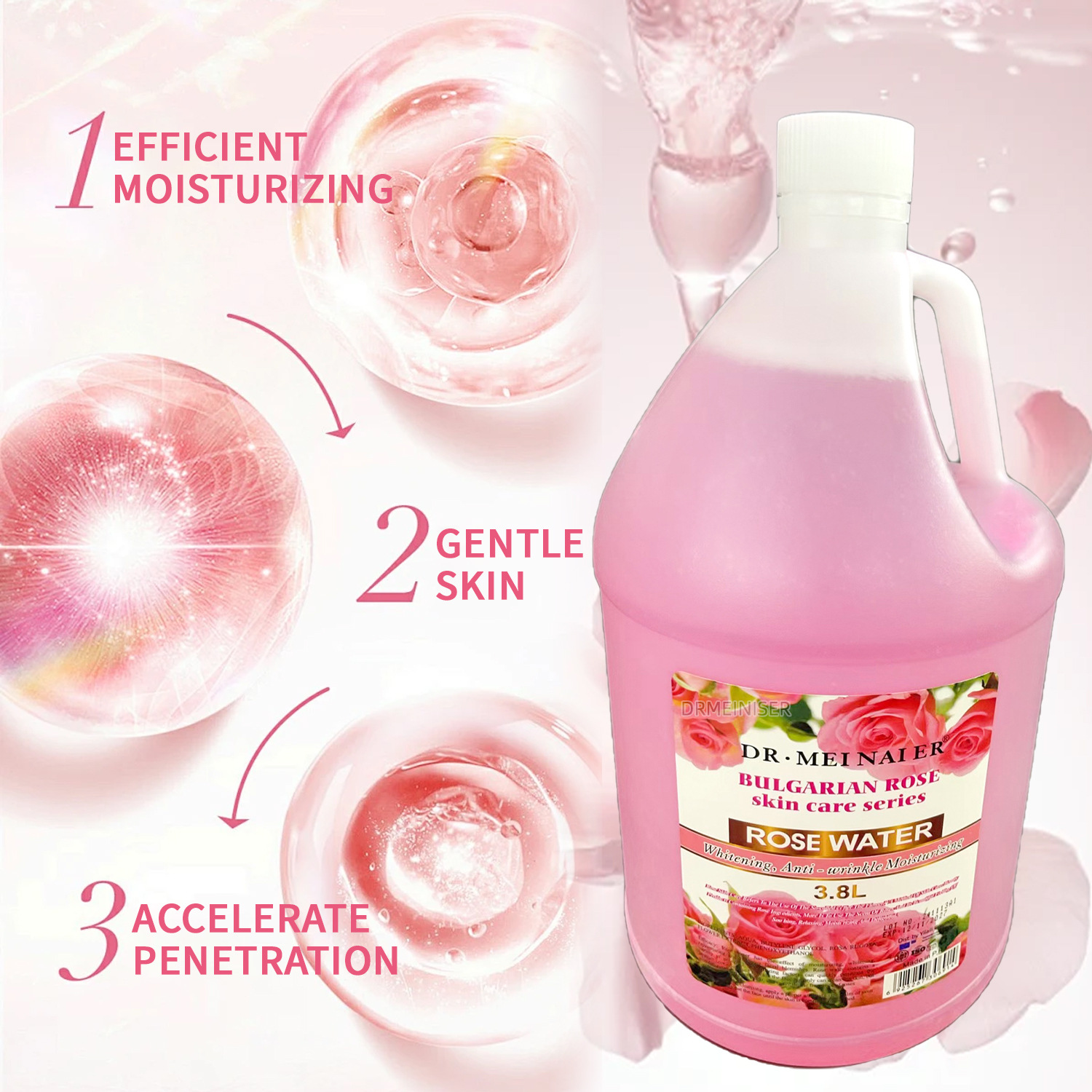Cross-border Brightening and Moisturizing Rose Water, Pore Shrinking and Firming Toner, Rose Toner 3.8L, wholesale for export Application Scenario