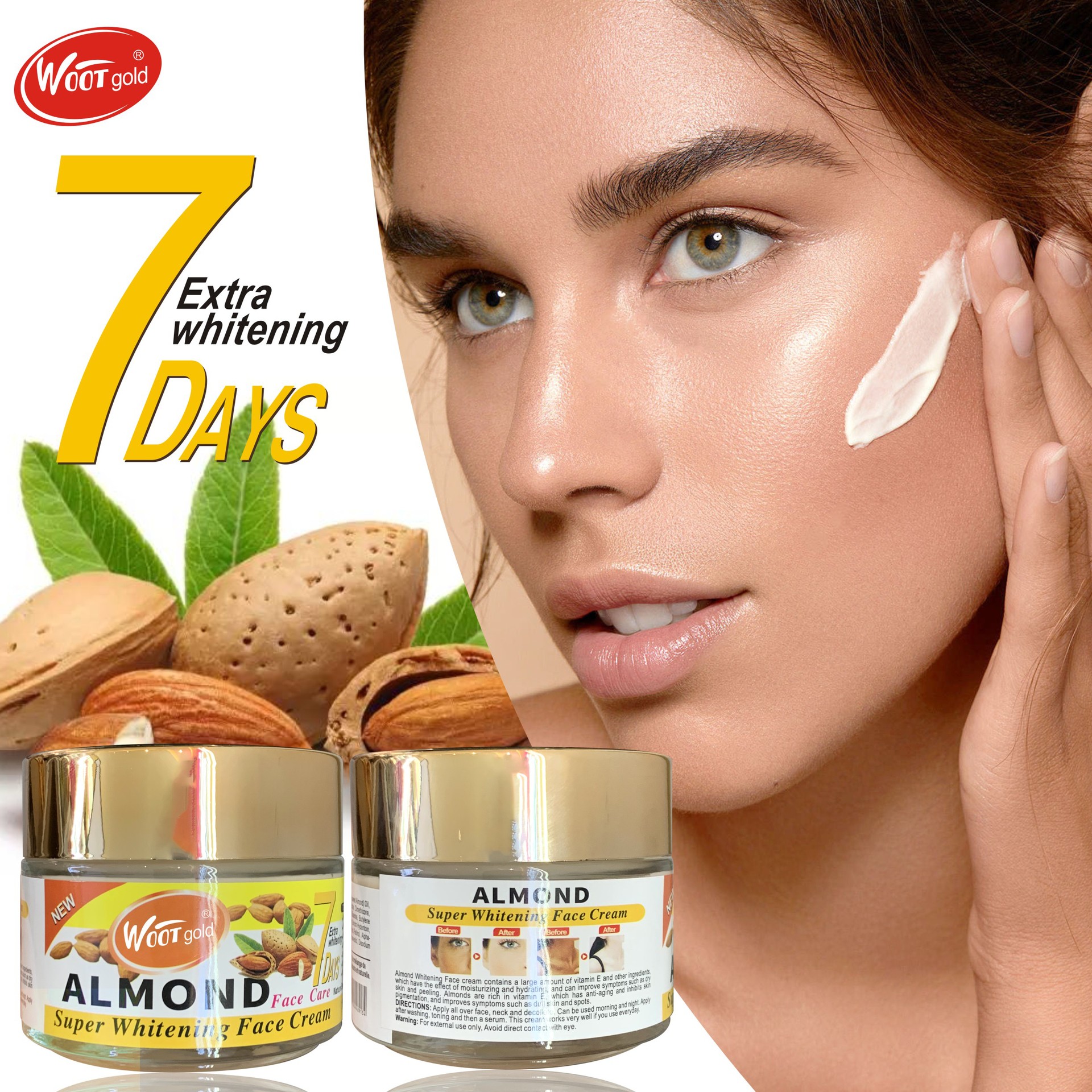 Cross-border face cream Turmeric Cream 100G Brightening, Darkening, Moisturizing, Hydrating and Firming Almond Moisturizing Lotion details Picture