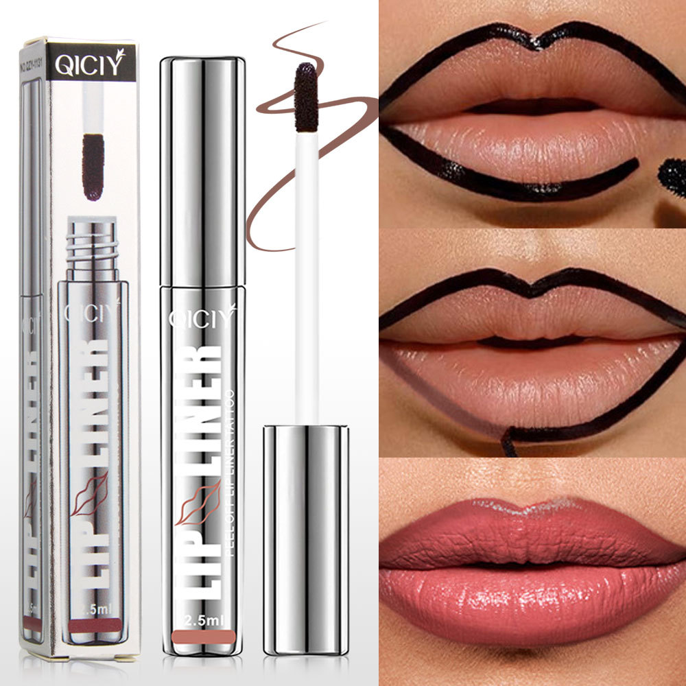Cross-border exclusive QICIY+ 4-color tearable lip liner pen, waterproof lip liner, precisely outline lip shape, long-lasting color display full figure