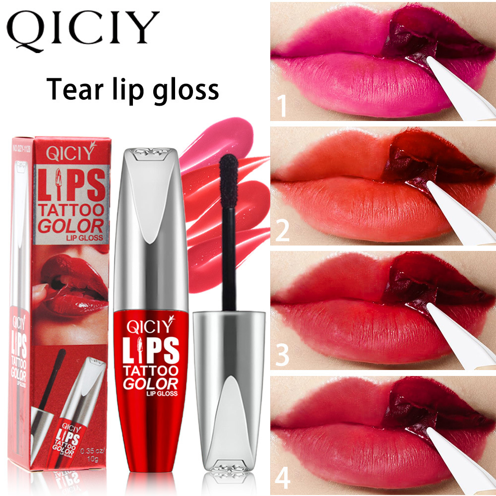 Cross-border exclusive QICIY+ 4-color peel-off lip gloss, long-lasting waterproof, non-stick cup, peel-off and color-retaining lip gloss lipstick, long-lasting makeup details Picture