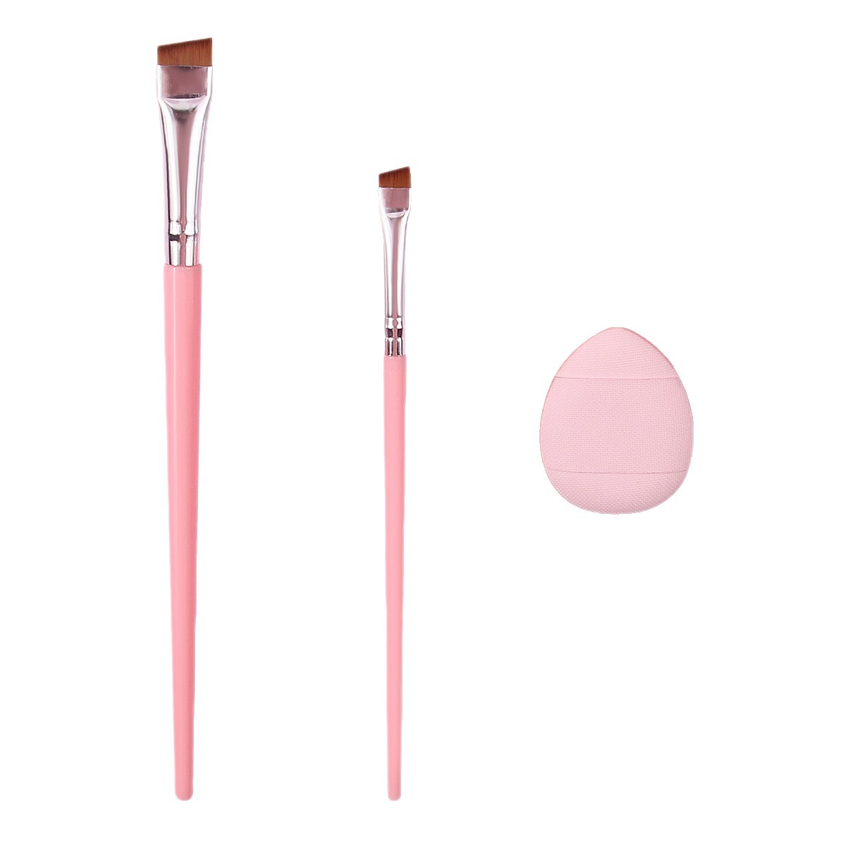 4 Fine blade eyeliner brushes, flat and slanted eyebrow brushes, under-eye brush, eye makeup brush, mini air cushion thumb powder puff Item Picture