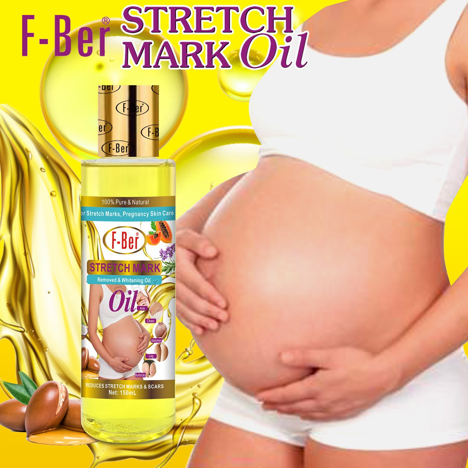 Cross-border stretch mark oil, postpartum belly repair essential oil for pregnant women, fine line fading and darkening massage oil for export full figure