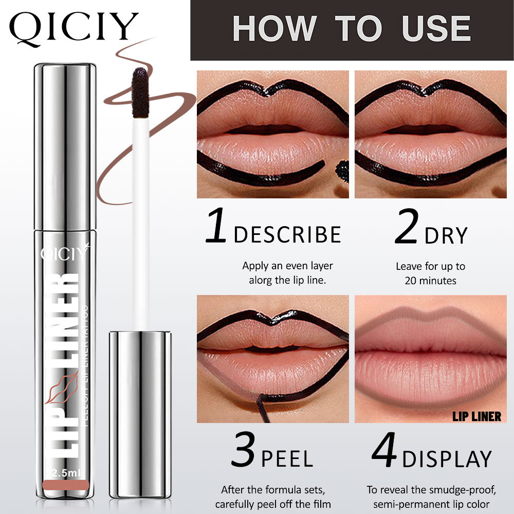 Cross-border exclusive QICIY+ 4-color tearable lip liner pen, waterproof lip liner, precisely outline lip shape, long-lasting color display details Picture