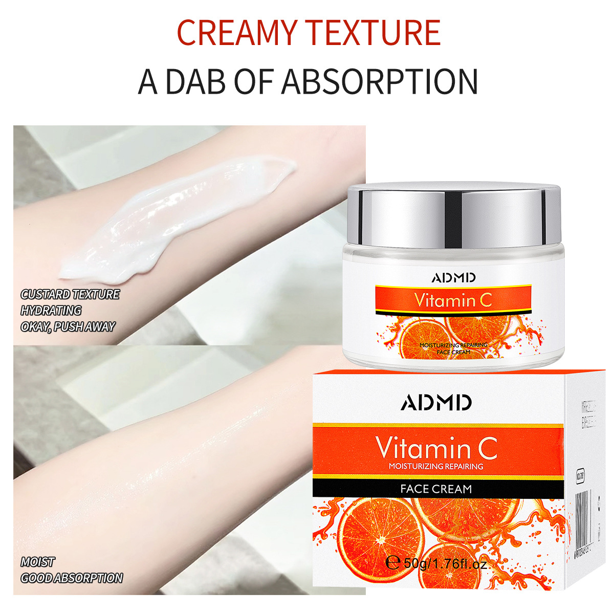 【 Exclusive for Foreign Trade 】ADMD Vitamin C Cream Moisturizes and hydrates, enhances skin elasticity and firmness, available for wholesale all year round Specification drawing