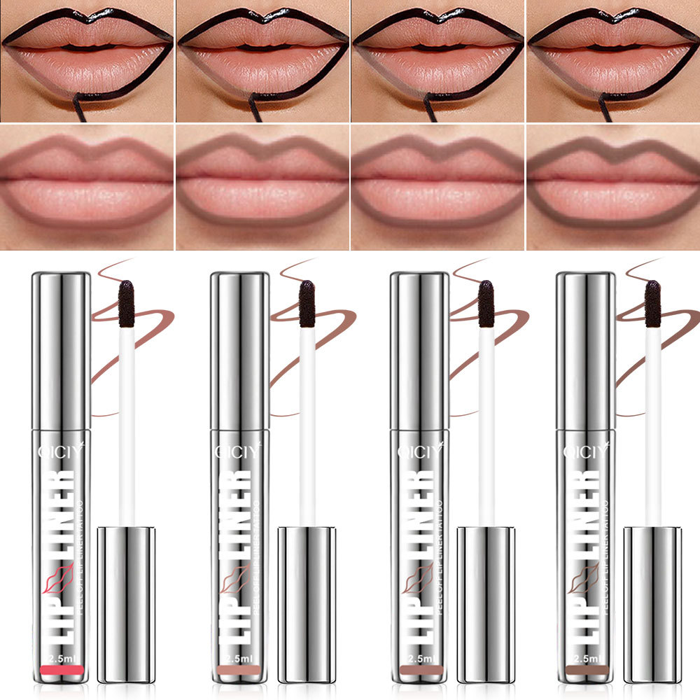Cross-border exclusive QICIY+ 4-color tearable lip liner pen, waterproof lip liner, precisely outline lip shape, long-lasting color display Specification drawing
