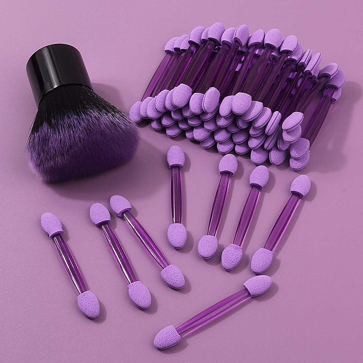 50 purple double-headed sponge eyeshadow sticks, eye makeup detail blending brush, mushroom brush, loose powder brush, facial makeup brush details Picture