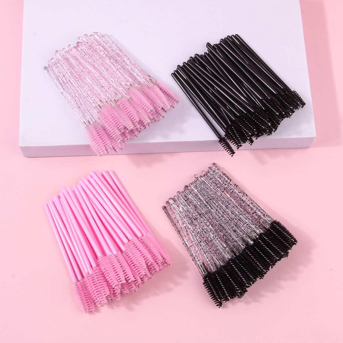 New solid-color disposable mascara brush, crystal colored eyelash curl comb, eyelash extension tool, spiral eyebrow comb full figure
