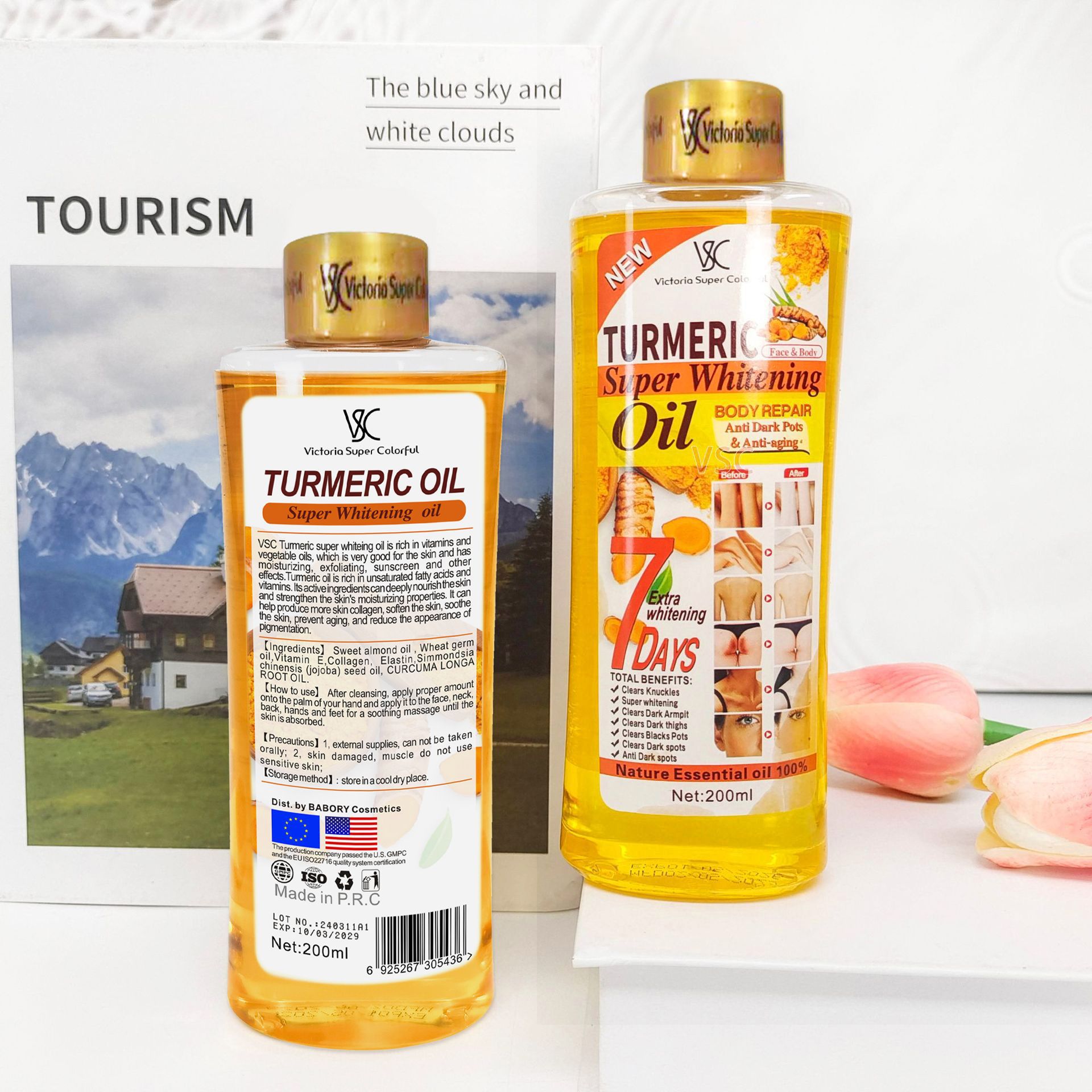 Cross-border foreign Trade 7-day Turmeric essential Oil Moisturizes and unblocks meridians, generates heat, Ginger Oil for full-body massage, 200ml Application Scenario