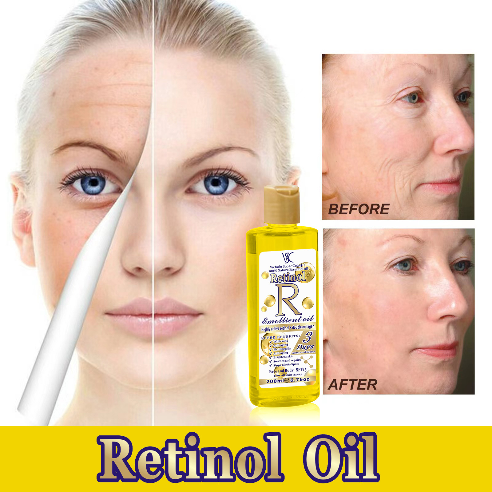 Wholesale of cross-border retinol essential oil Facial moisturizing oil, body massage essential oil and Moroccan argan oil hair care oil details Picture
