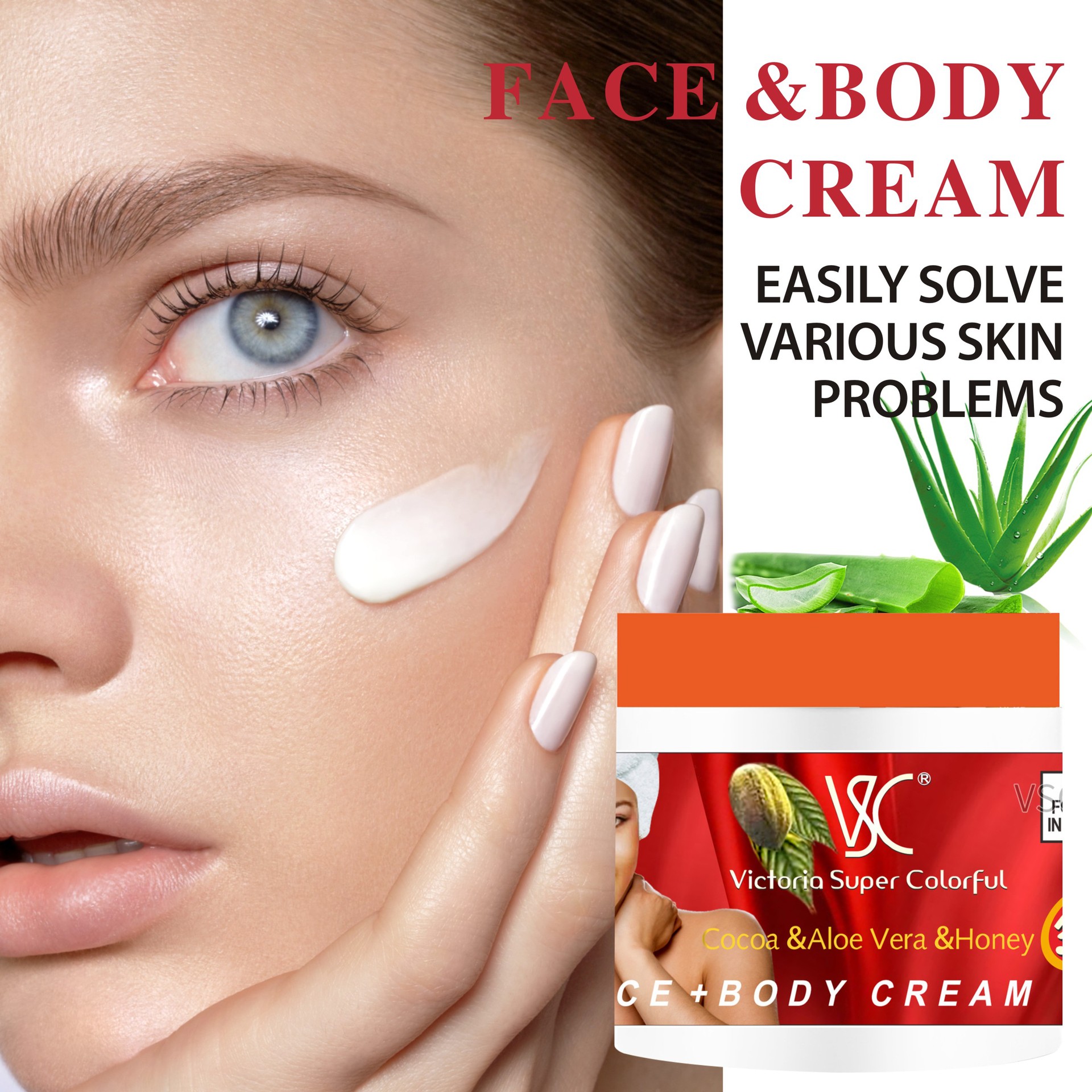 Cross-border aloe vera face cream 500g Moisturizing Cream for moisturizing and softening the skin, cocoa honey Moisturizing cream for export wholesale full figure