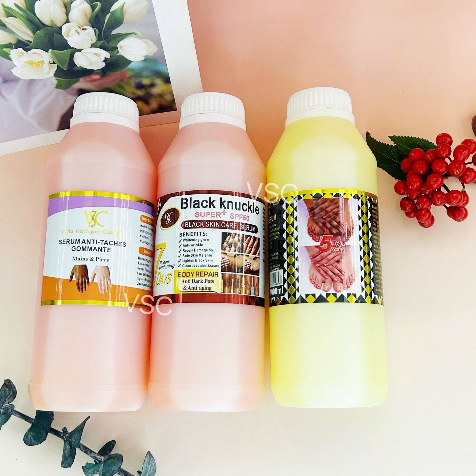 Cross-border exclusive supply of 1000ml Brightening glutathione Essence Serum, hydrating AHA Fruit Acid Essence water for export wholesale details Picture